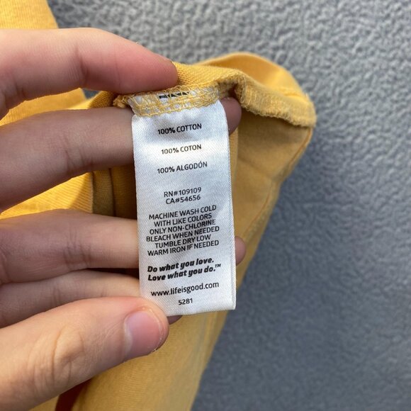 Men’s Life Is Good Size M “Ocean State Of Mind” Gold & Green Surfer T Shirt - Picture 8 of 11